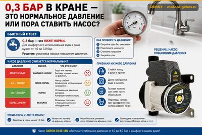 0,3 бар в кране — это нормальное давление или пора ставить насос?