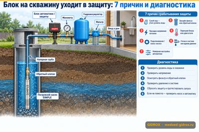 Блок на скважину уходит в защиту: 7 причин и диагностика