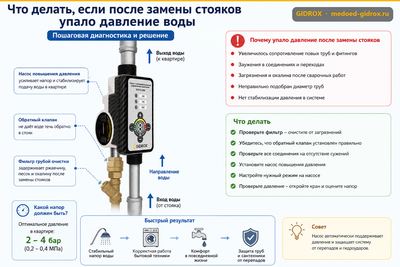 Что делать, если после замены стояков упало давление воды