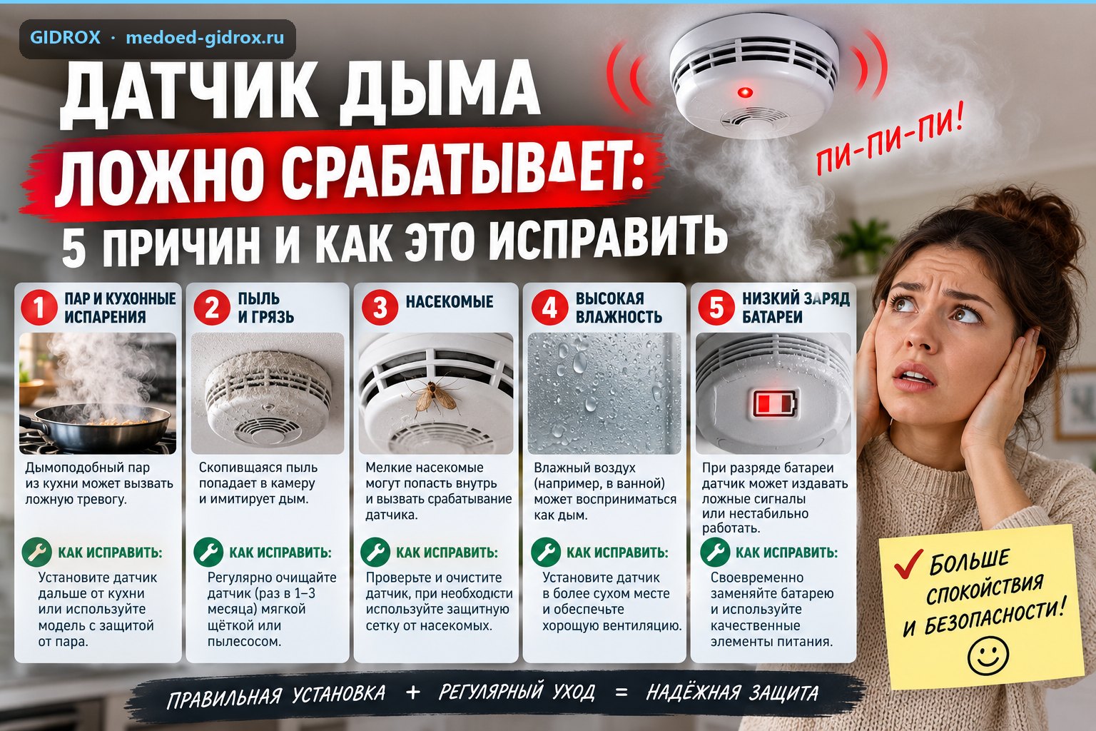 Датчик дыма ложно срабатывает: 5 причин и как это исправить