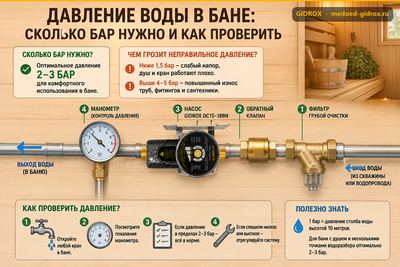 Давление воды в бане: сколько бар нужно и как проверить