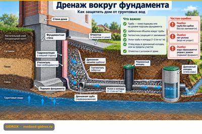 Дренаж вокруг фундамента: как защитить дом от грунтовых вод