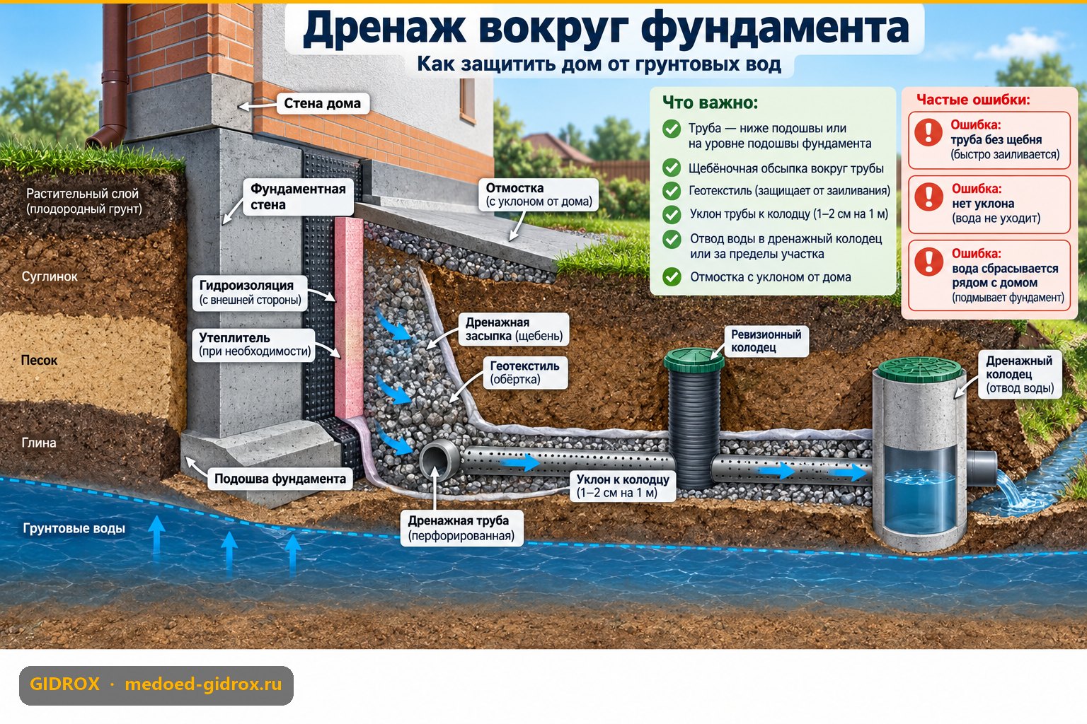 Дренаж вокруг фундамента: как защитить дом от грунтовых вод