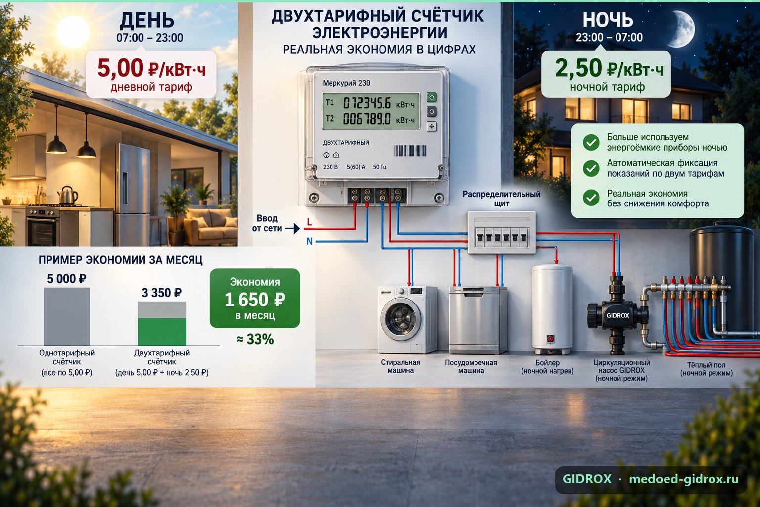 Двухтарифный счётчик электроэнергии: реальная экономия в цифрах