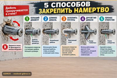 Дюбель прокручивается в стене: 5 способов закрепить намертво