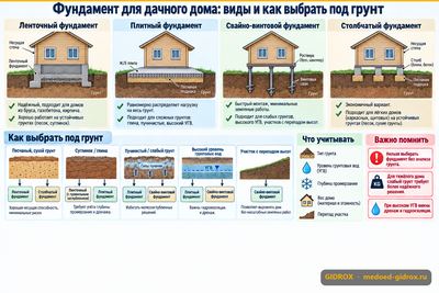 Фундамент для дачного дома: виды и как выбрать под грунт