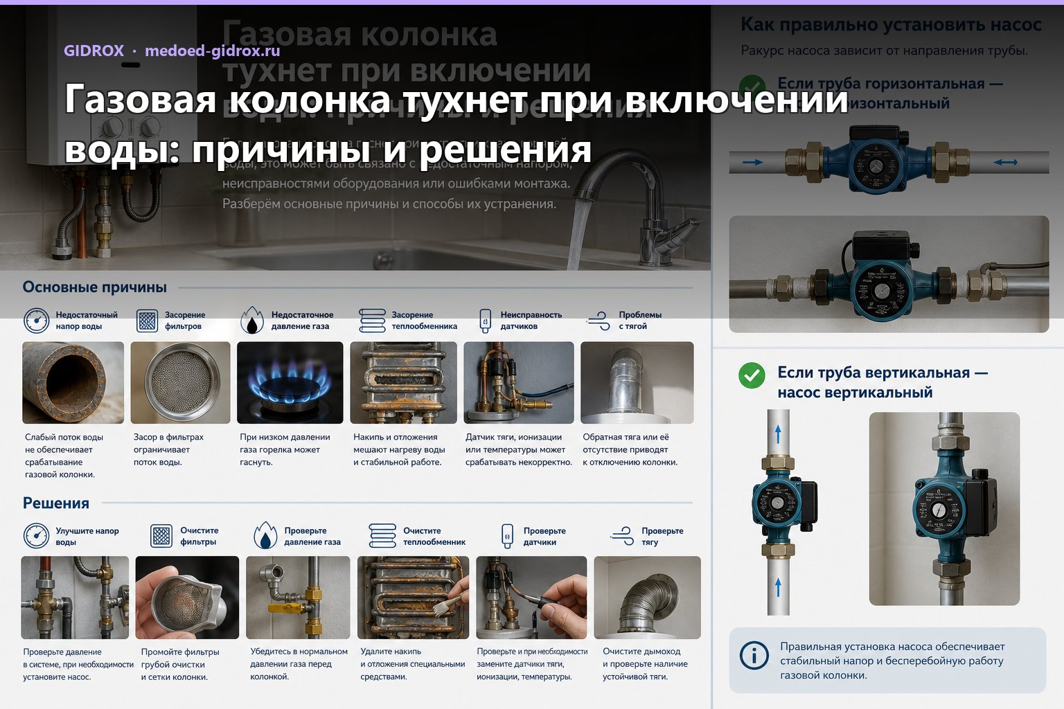 Газовая колонка тухнет при включении воды: причины и решения