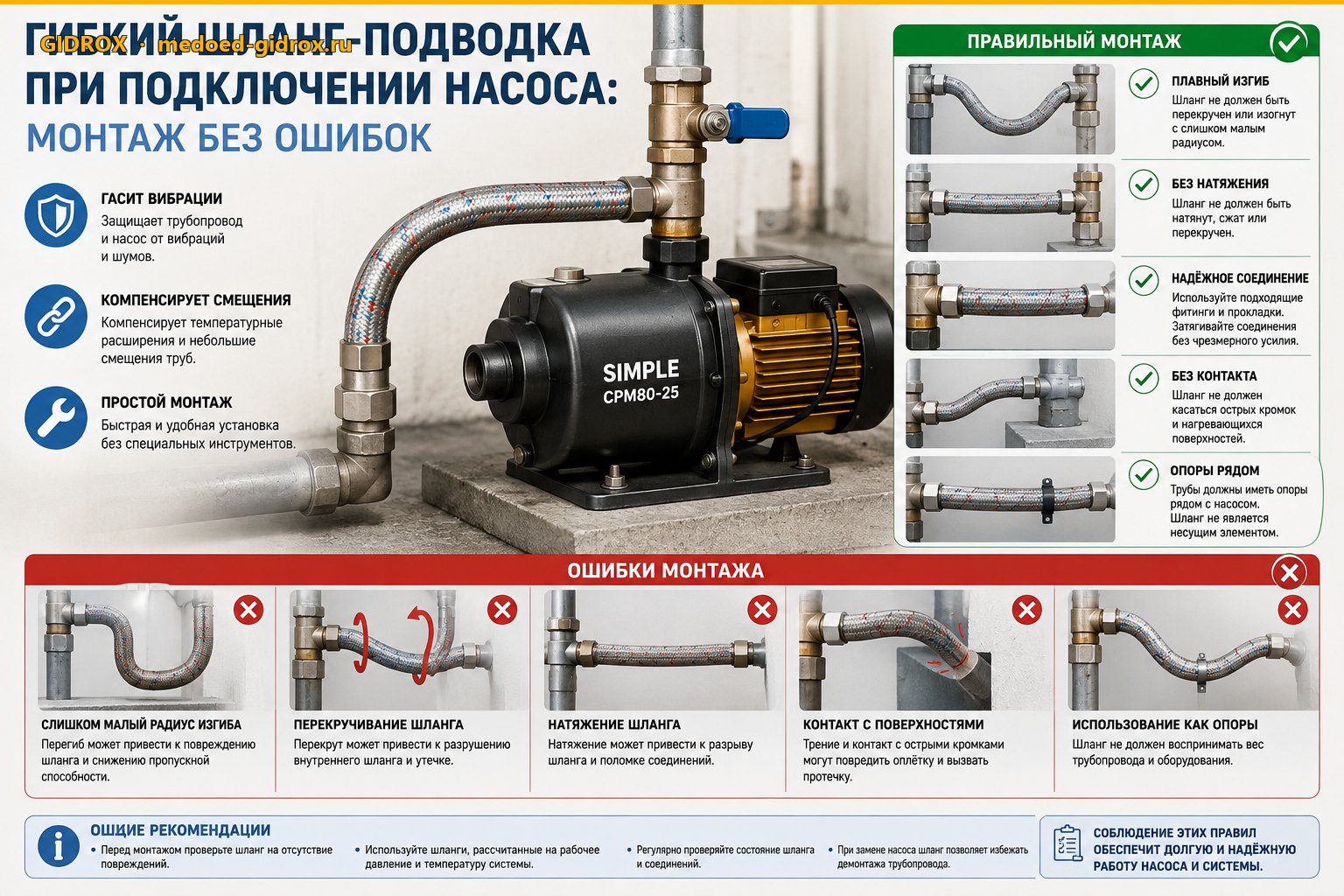 Гибкий шланг-подводка при подключении насоса: монтаж без ошибок