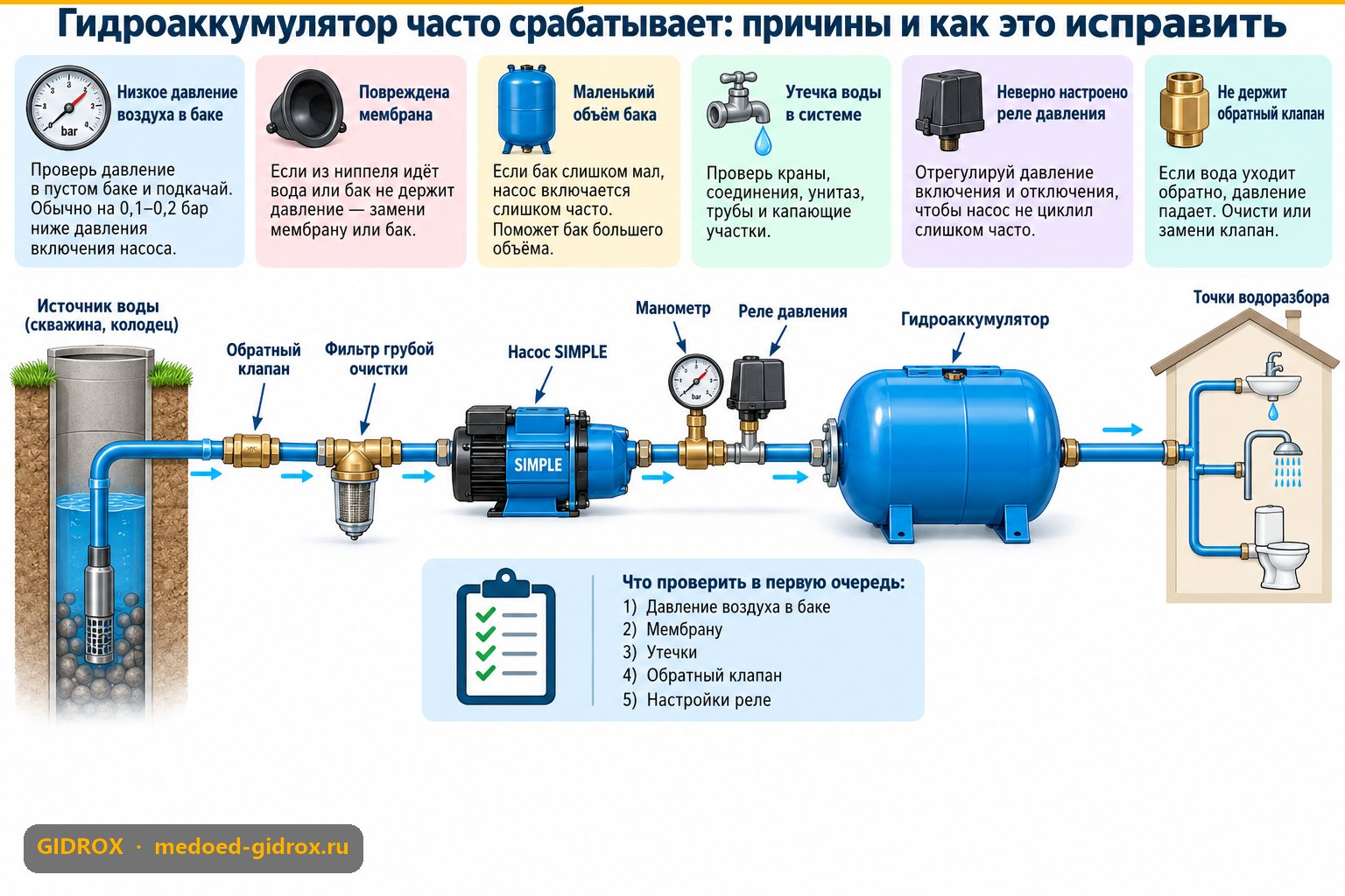 Гидроаккумулятор часто срабатывает: причины и как это исправить