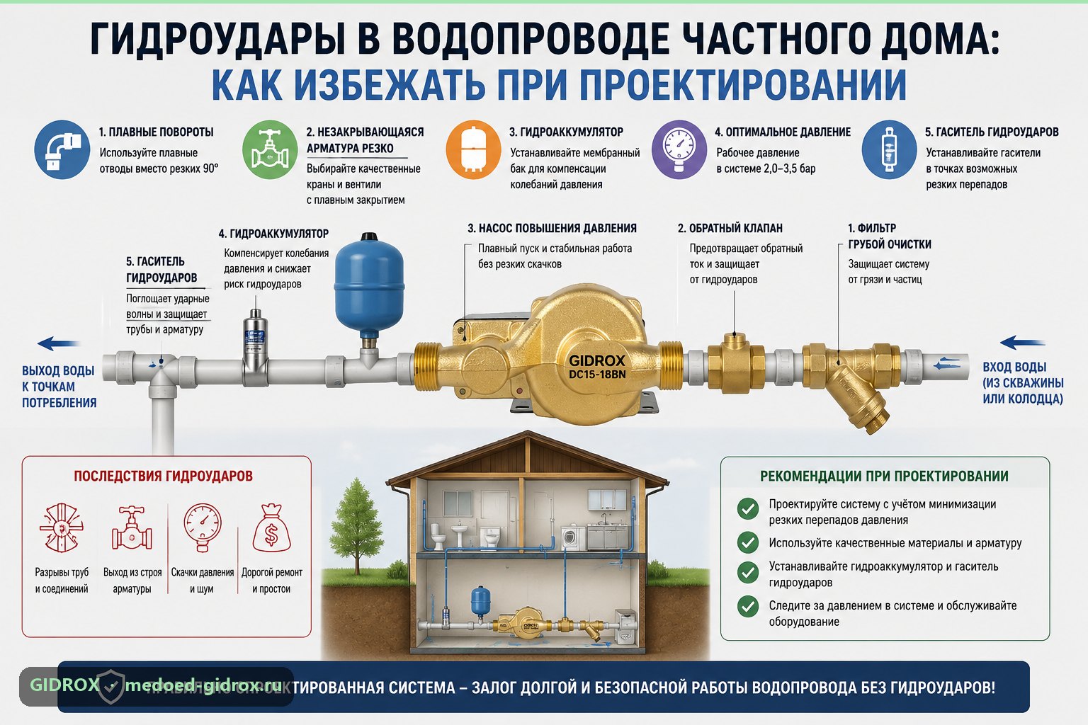 Гидроудары в водопроводе частного дома: как избежать при проектировании