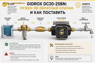 GIDROX DC20-25BN: нужен ли обратный клапан и как поставить