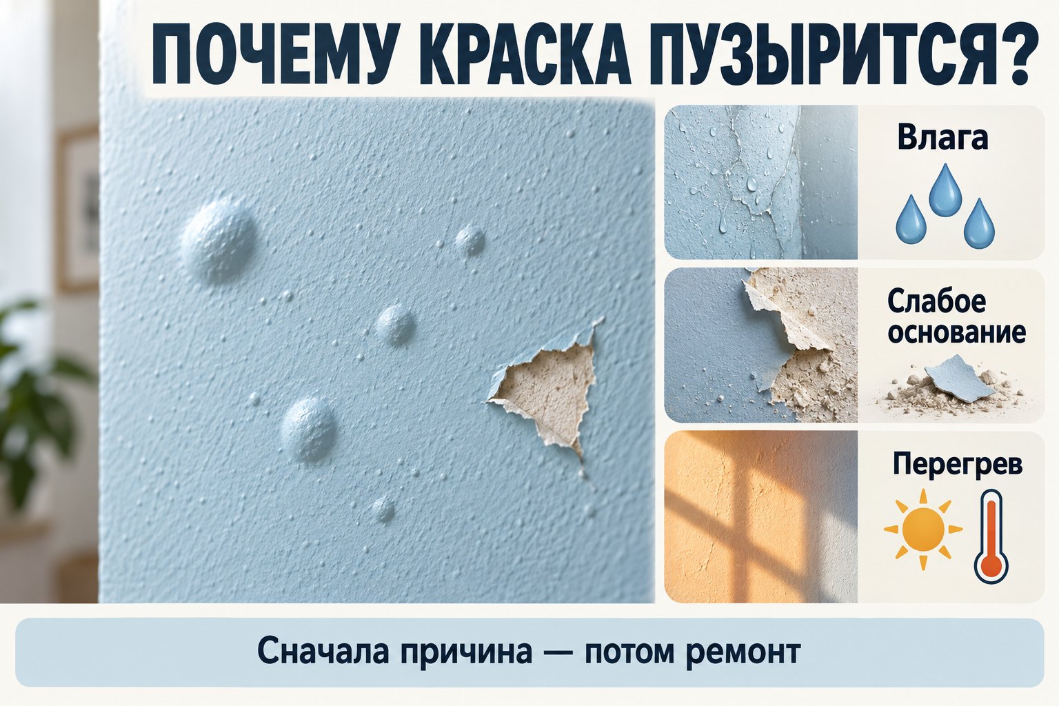 Почему краска пузырится на стене после высыхания и как исправить покрытие