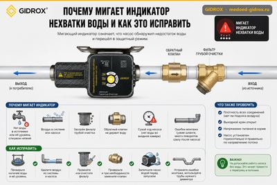 GIDROX: почему мигает индикатор нехватки воды и как это исправить