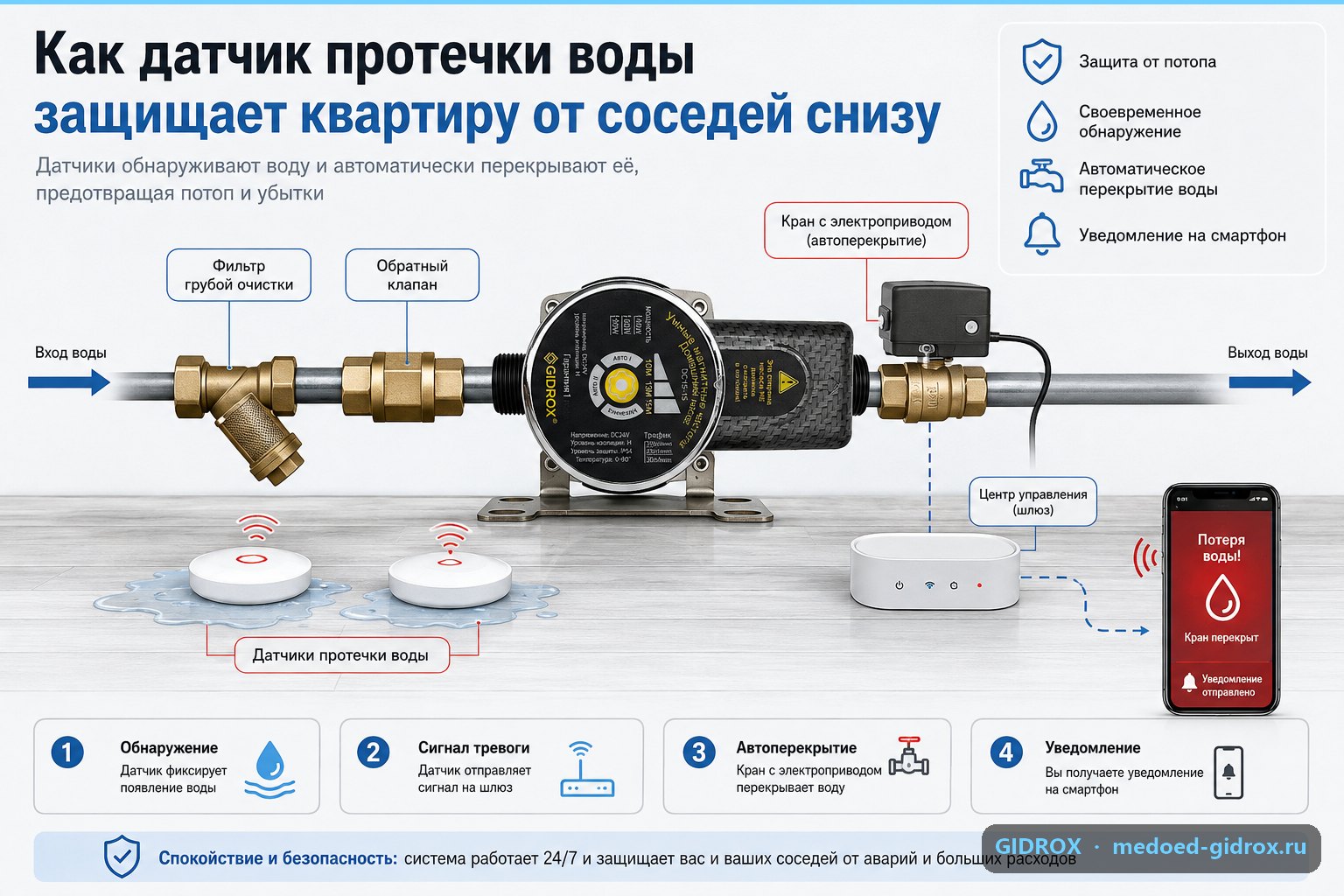Как датчик протечки воды защищает квартиру от соседей снизу