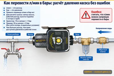 Как перевести л/мин в бары: расчёт давления насоса без ошибок