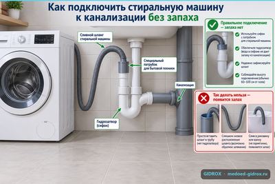 Как подключить стиральную машину к канализации без запаха