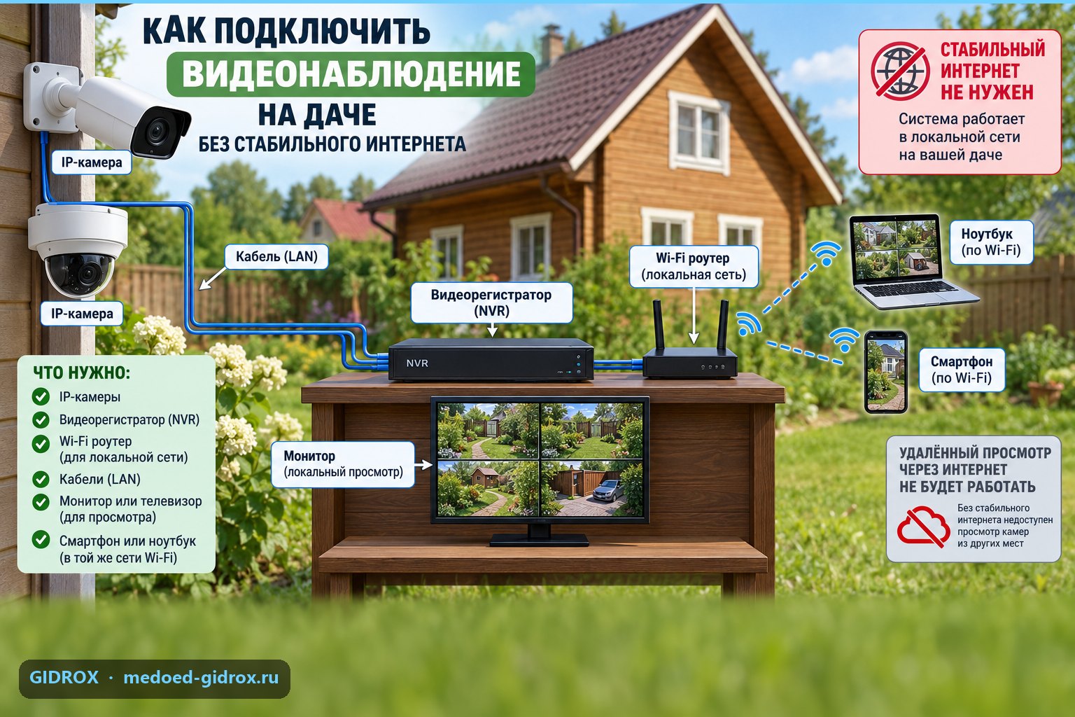 Как подключить видеонаблюдение на даче без стабильного интернета
