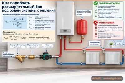 Как подобрать расширительный бак под объём системы отопления