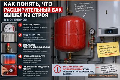 Как понять что расширительный бак вышел из строя в котельной