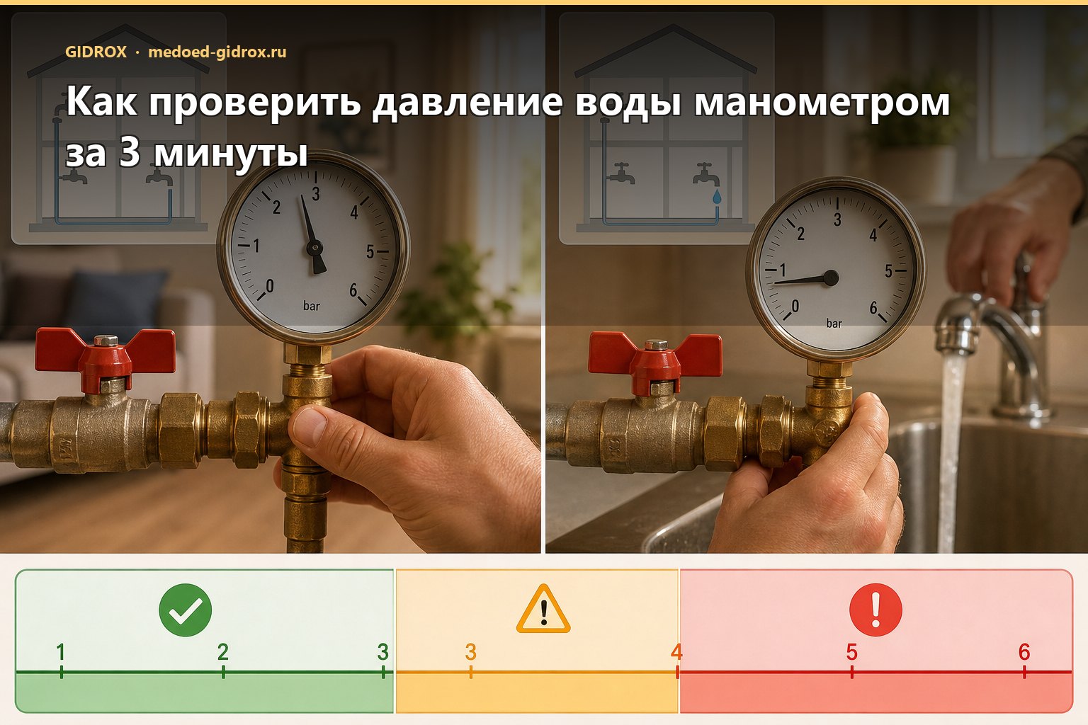 Как проверить давление воды манометром за 3 минуты