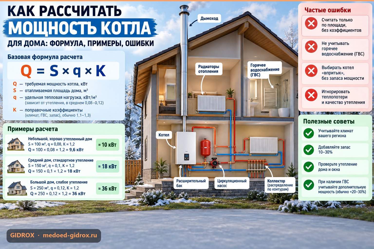 Как рассчитать мощность котла для дома: формула, примеры, ошибки