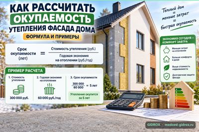 Как рассчитать окупаемость утепления фасада дома: формула и примеры
