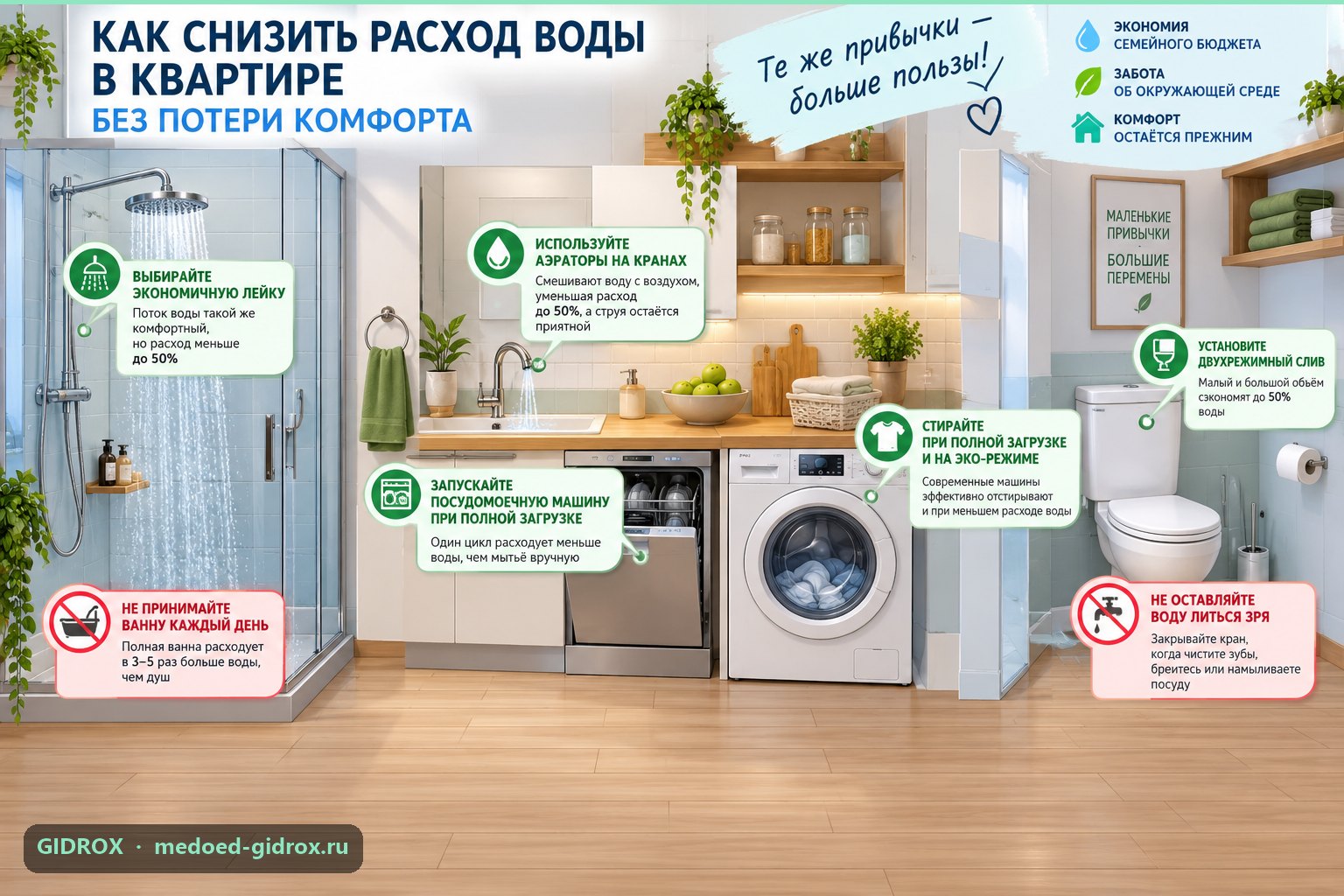 Как снизить расход воды в квартире без потери комфорта