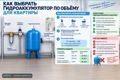 Как выбрать гидроаккумулятор по объёму для квартиры