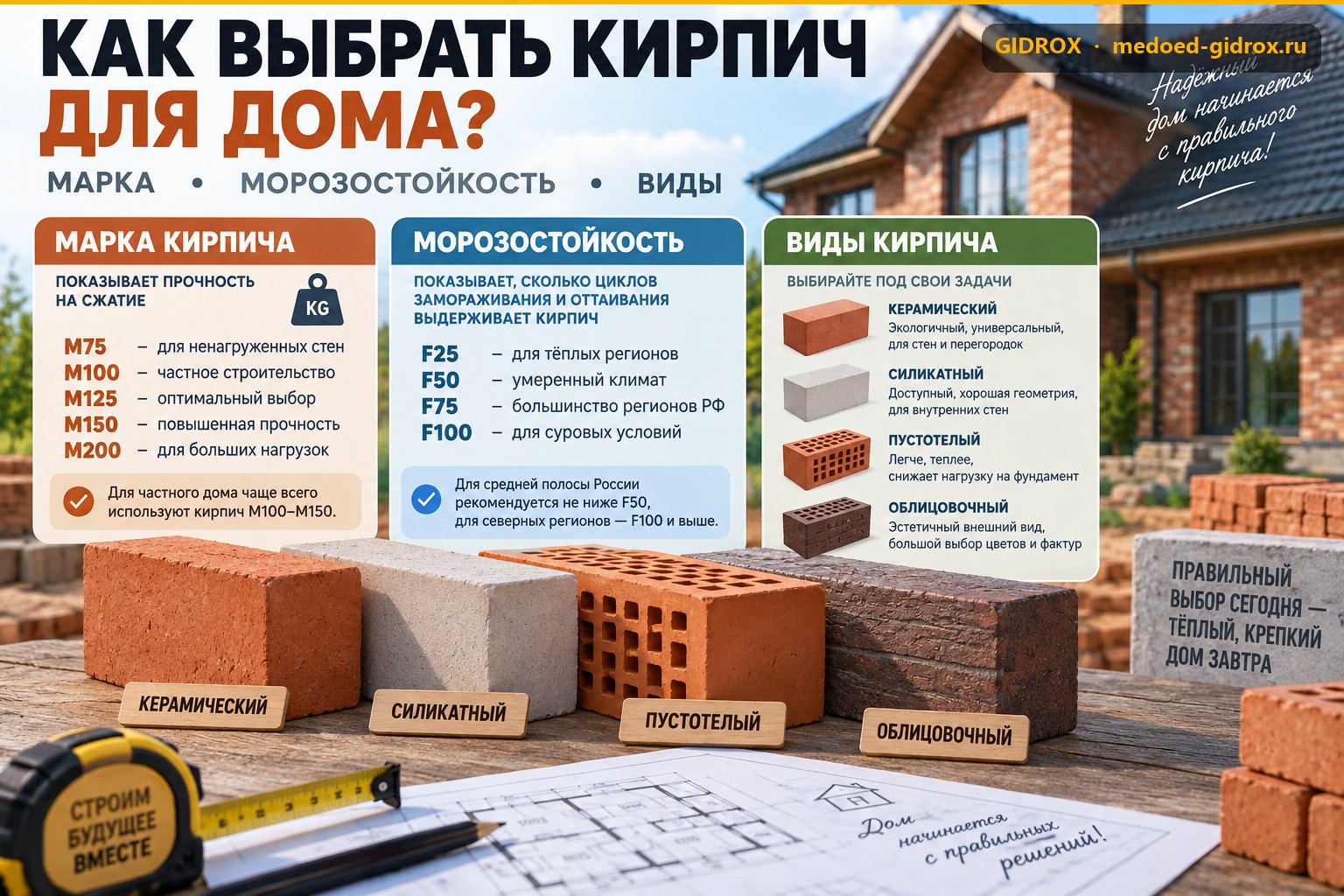 Как выбрать кирпич для дома: марка, морозостойкость, виды