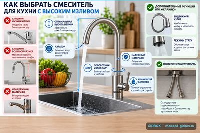 Как выбрать смеситель для кухни с высоким изливом