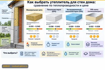 Как выбрать утеплитель для стен дома: сравнение по теплопроводности и цене
