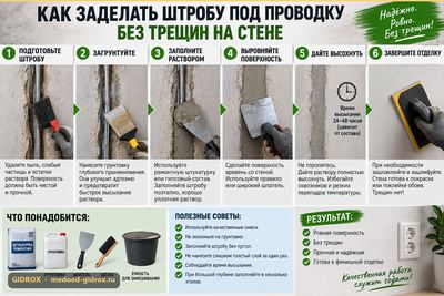 Как заделать штробу под проводку без трещин на стене