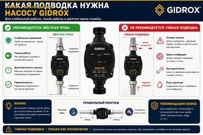 Какая подводка нужна насосу GIDROX: жёсткая труба или гибкая