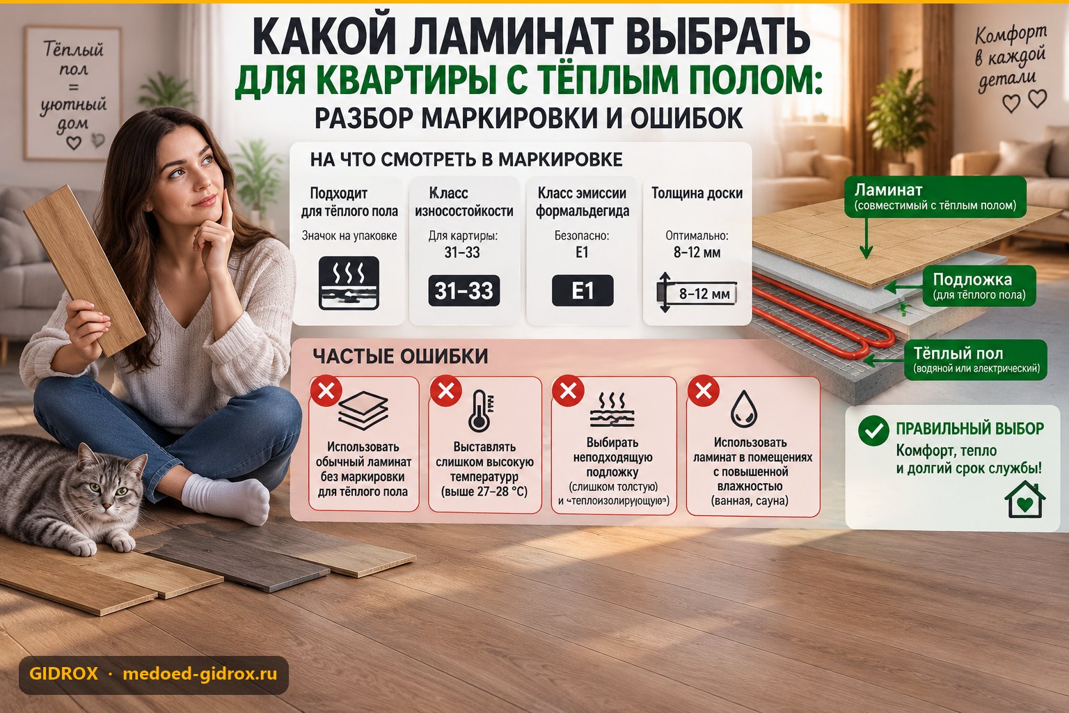 Какой ламинат выбрать для квартиры с тёплым полом: разбор маркировки и ошибок
