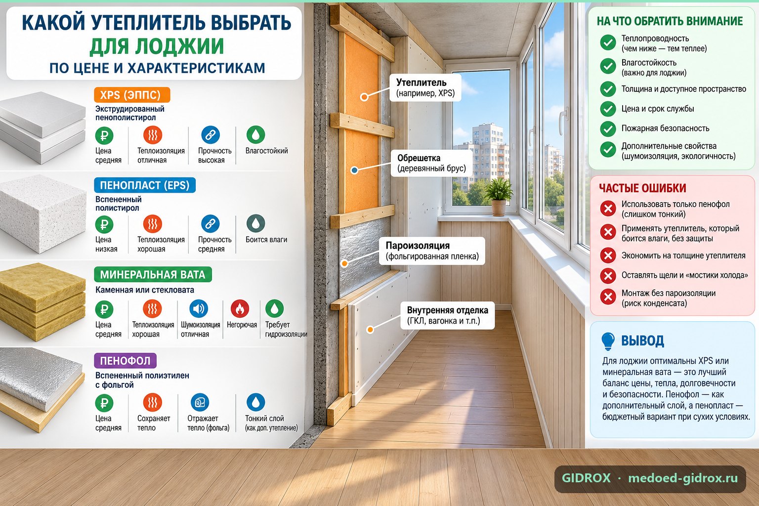 Какой утеплитель выбрать для лоджии по цене и характеристикам