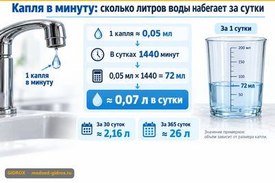 Капля в минуту: сколько литров воды набегает за сутки