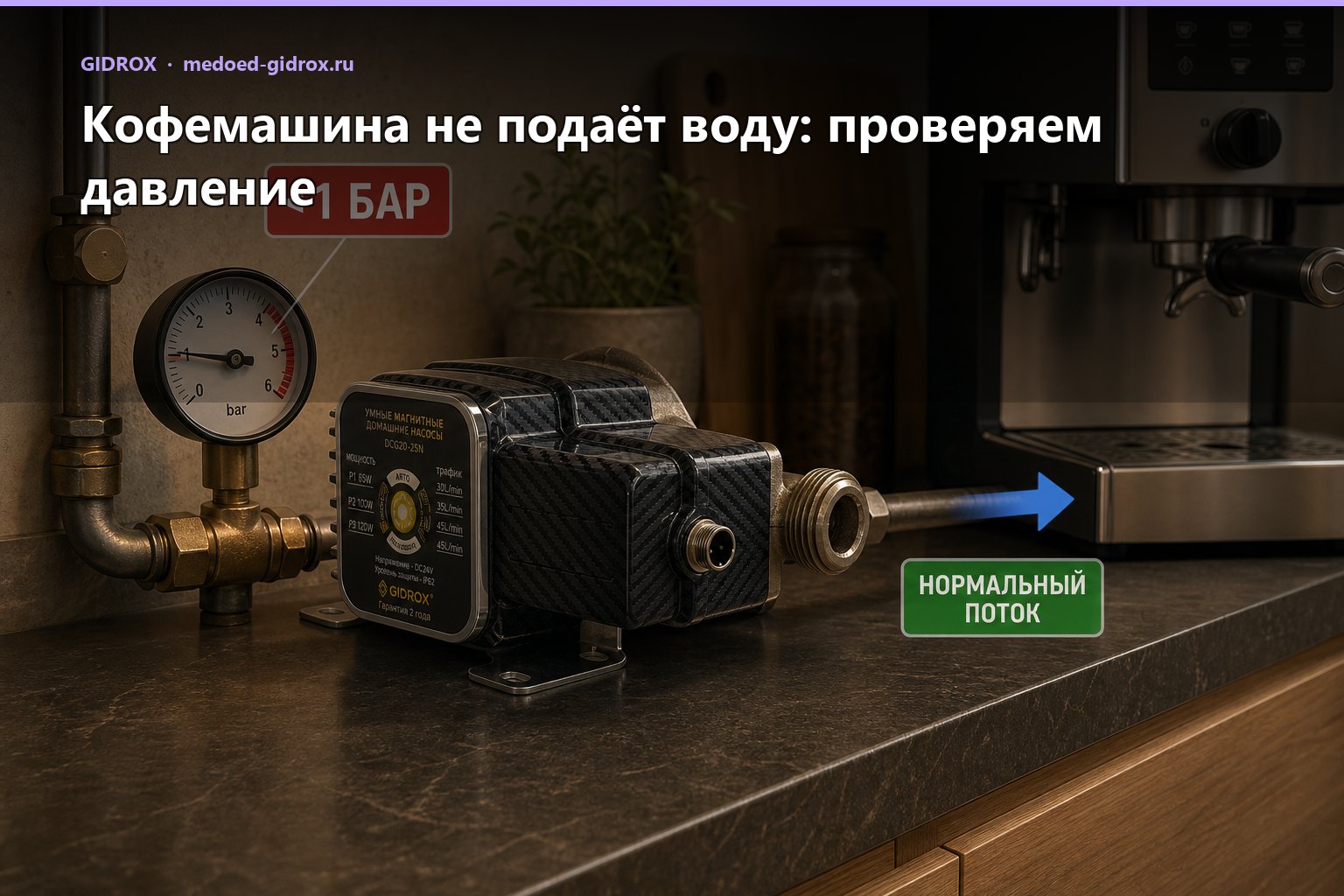 Кофемашина не подаёт воду: проверяем давление