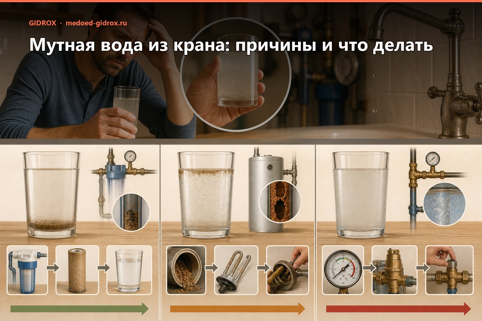 Мутная вода из крана: причины и что делать