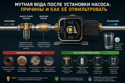 Мутная вода после установки насоса: причины и как её отфильтровать