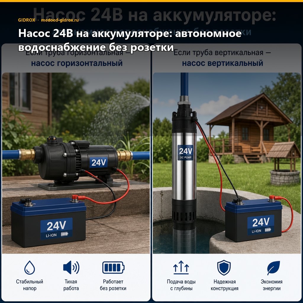 Насос 24В на аккумуляторе: автономное водоснабжение без розетки