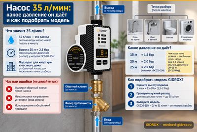 Насос 35 л/мин: какое давление он даёт и как подобрать модель