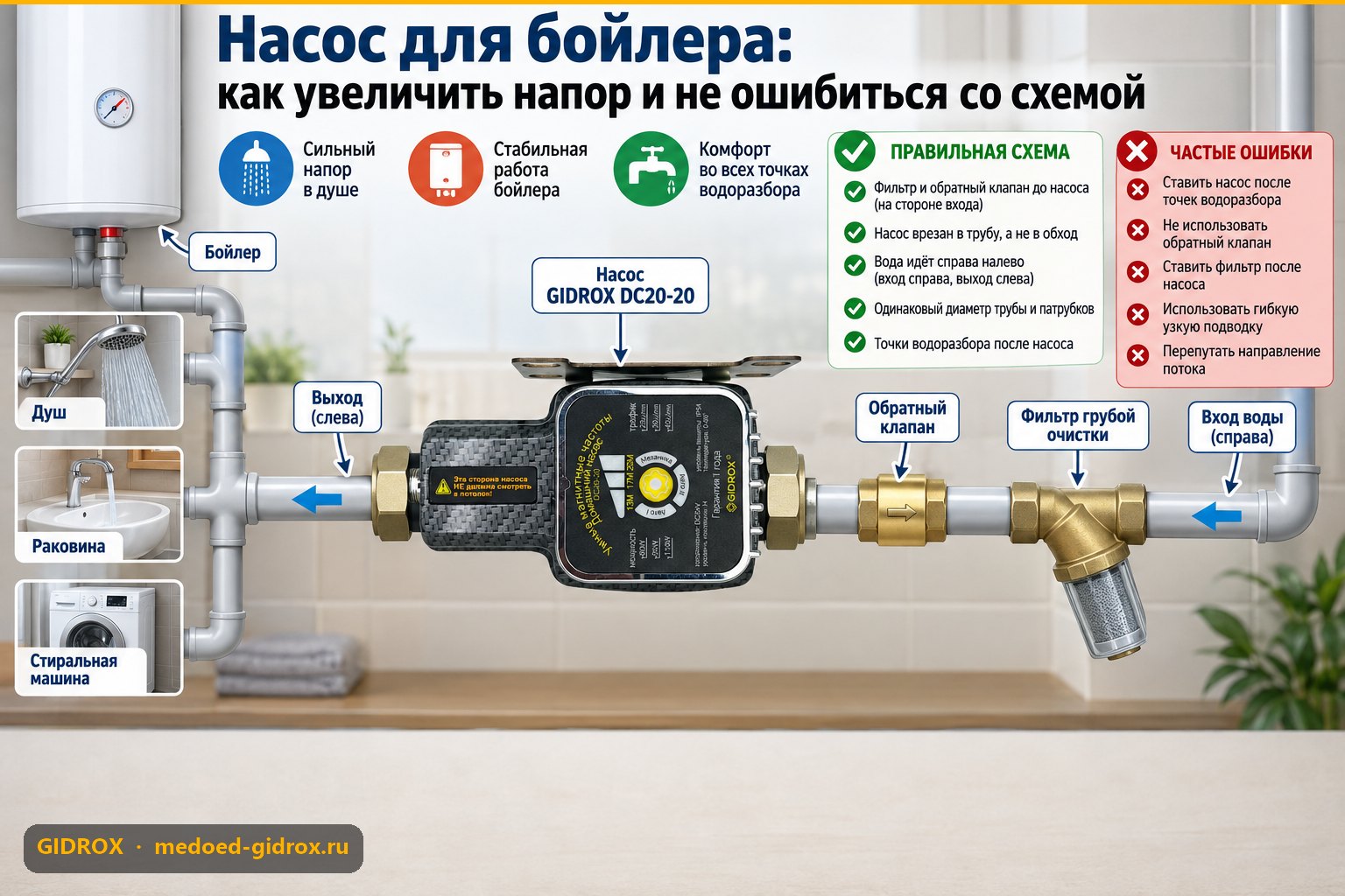Насос для бойлера: как увеличить напор и не ошибиться со схемой