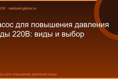 Насос для повышения давления воды 220В: виды и выбор