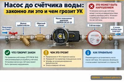 Насос до счётчика воды: законно ли это и чем грозит УК