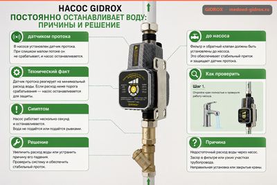 Насос GIDROX постоянно останавливает воду: причины и решение