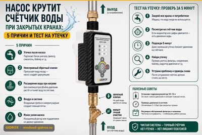 Насос крутит счётчик воды при закрытых кранах: 5 причин и тест на утечку