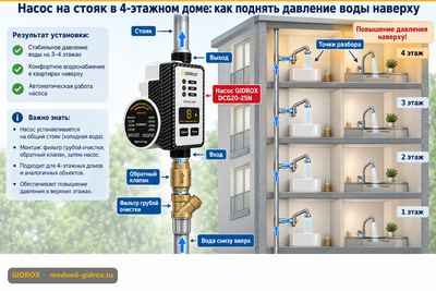 Насос на стояк в 4-этажном доме: как поднять давление воды наверху