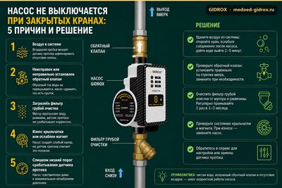 Насос не выключается при закрытых кранах: 5 причин и решение
