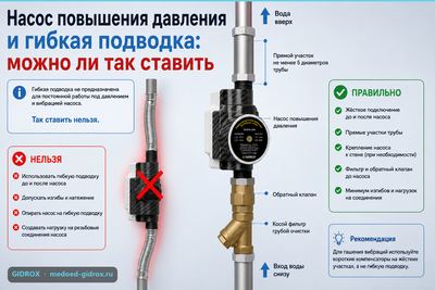 Насос повышения давления и гибкая подводка: можно ли так ставить