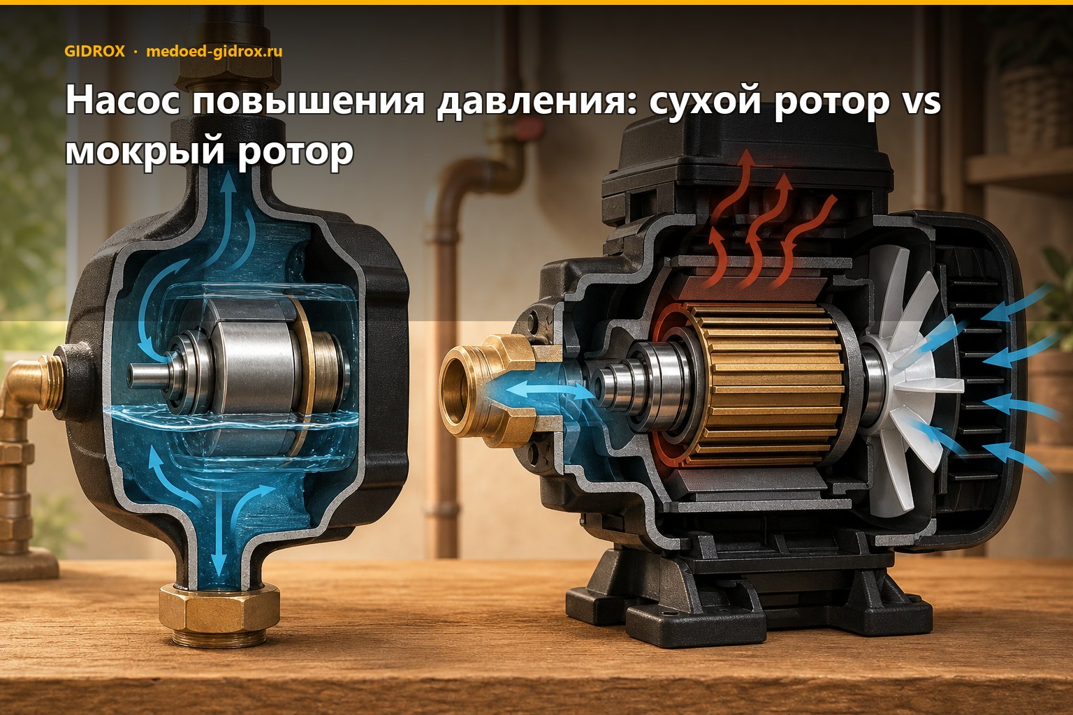 Насос повышения давления: сухой ротор vs мокрый ротор